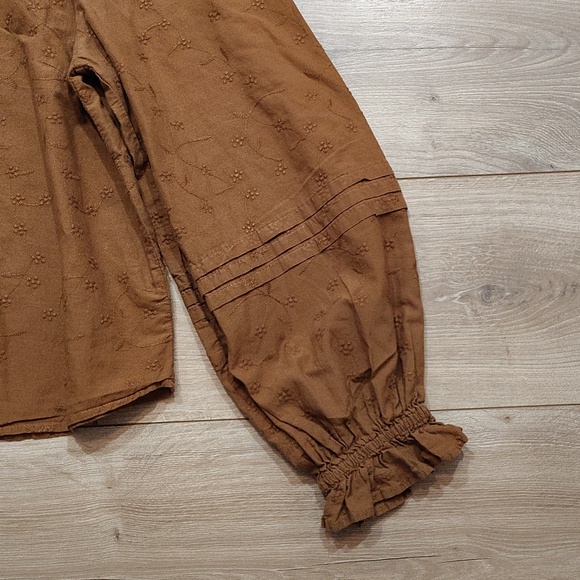 Universal Thread Burnt Orange, Eyelet Button Front Blouse, Ladies X-Small - Picture 3 of 7